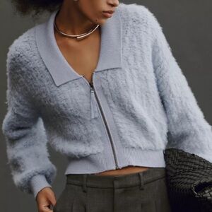 Anthropologie Light Blue Textured Cardigan